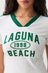 Crop Graphic Contrast V-Neck T-Shirt