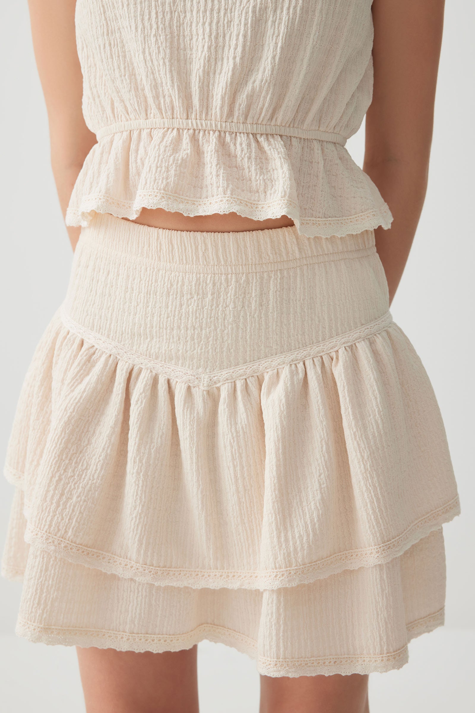 Short Tiered Skirt with Lace Trims – Ardene