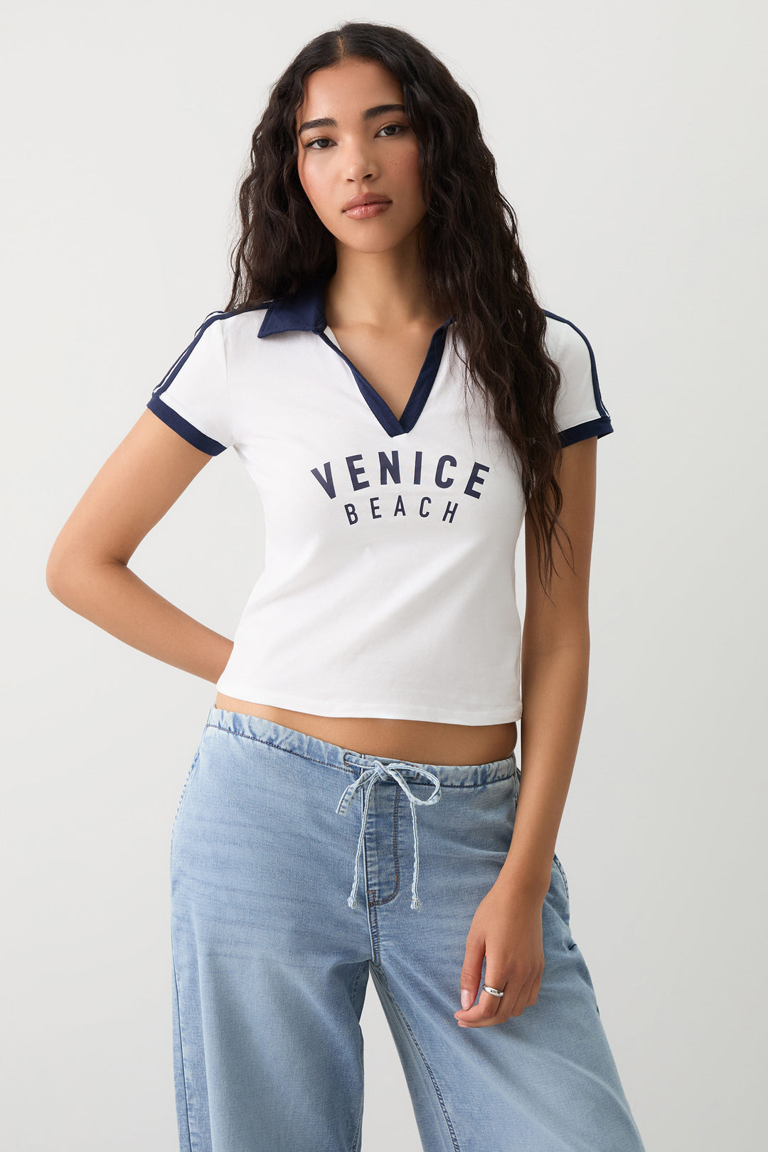 Graphic Striped Polo Shirt