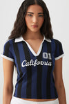 Graphic Striped Polo Shirt