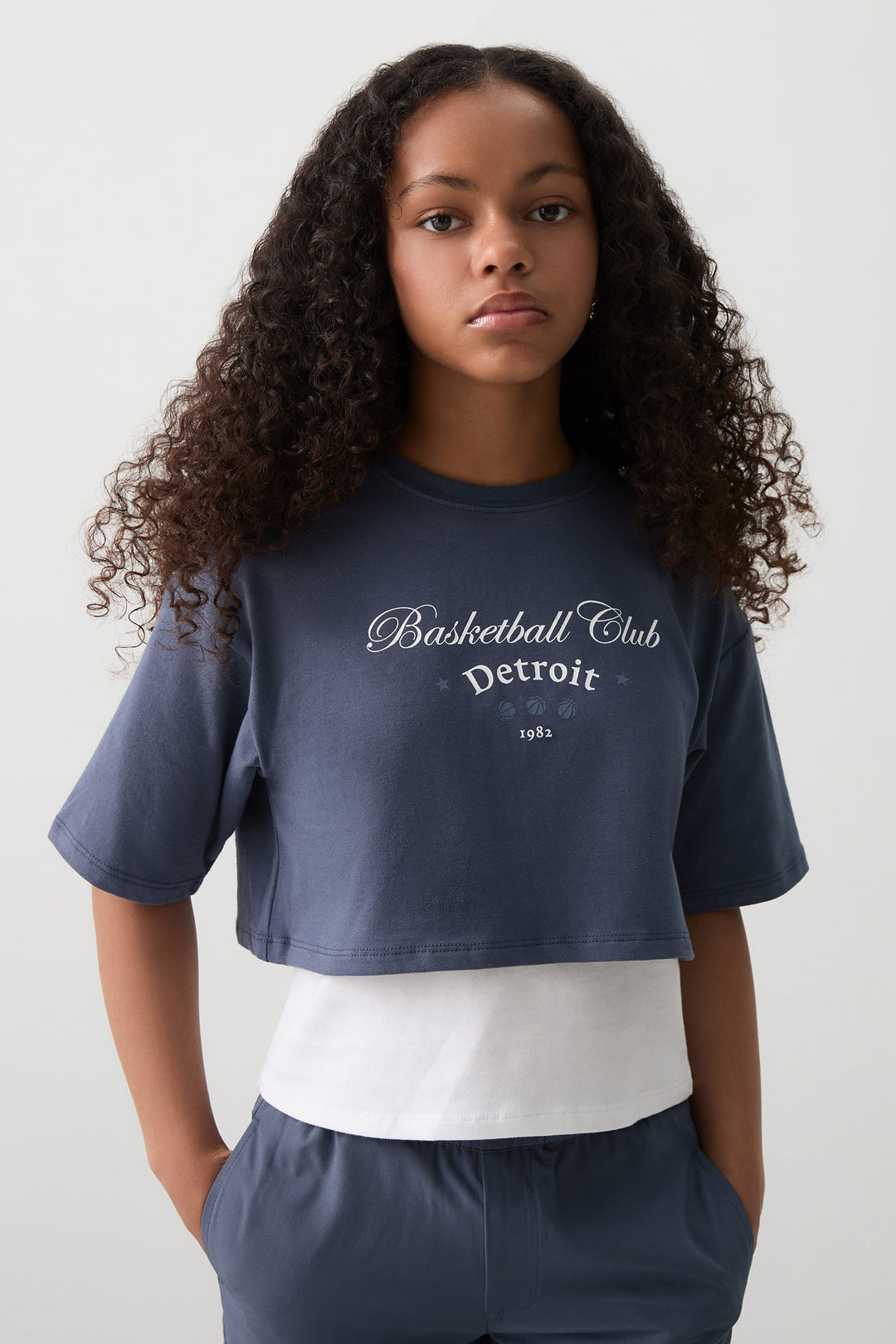 T-shirt carré graphique effet superposé