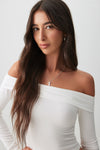 Crop Off Shoulder Long Sleeve Top