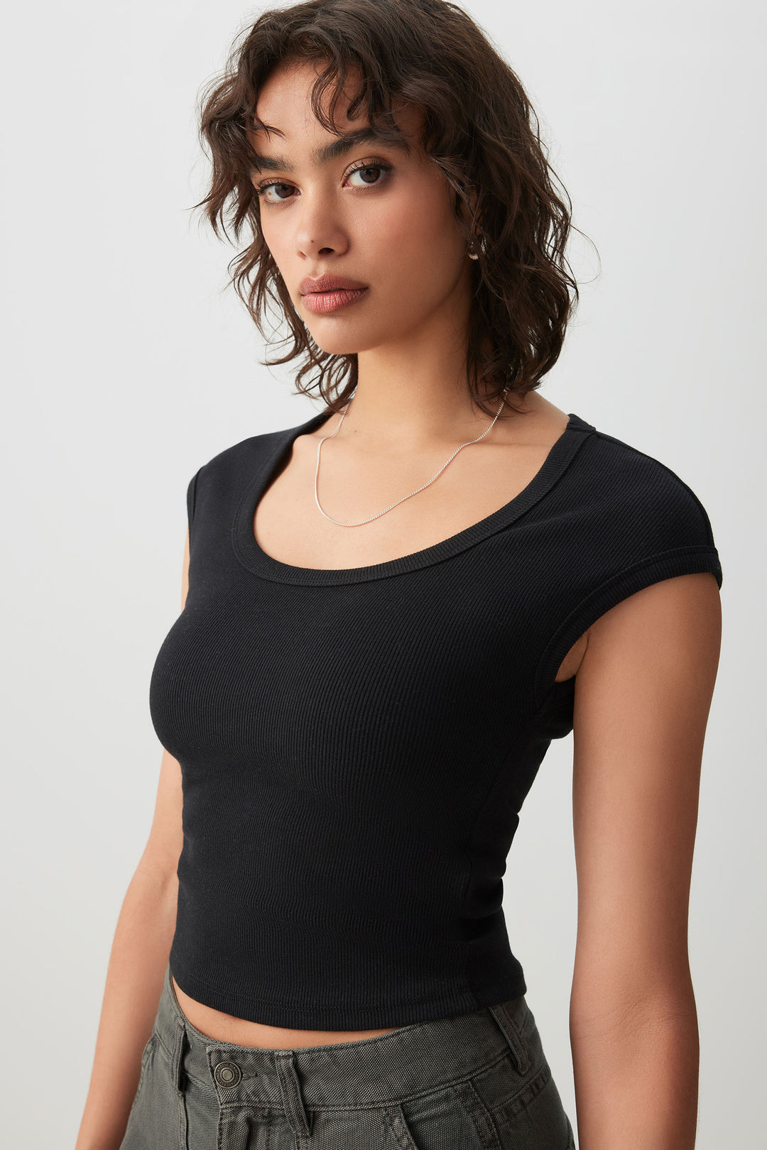 Scoop Neck Crop T-Shirt