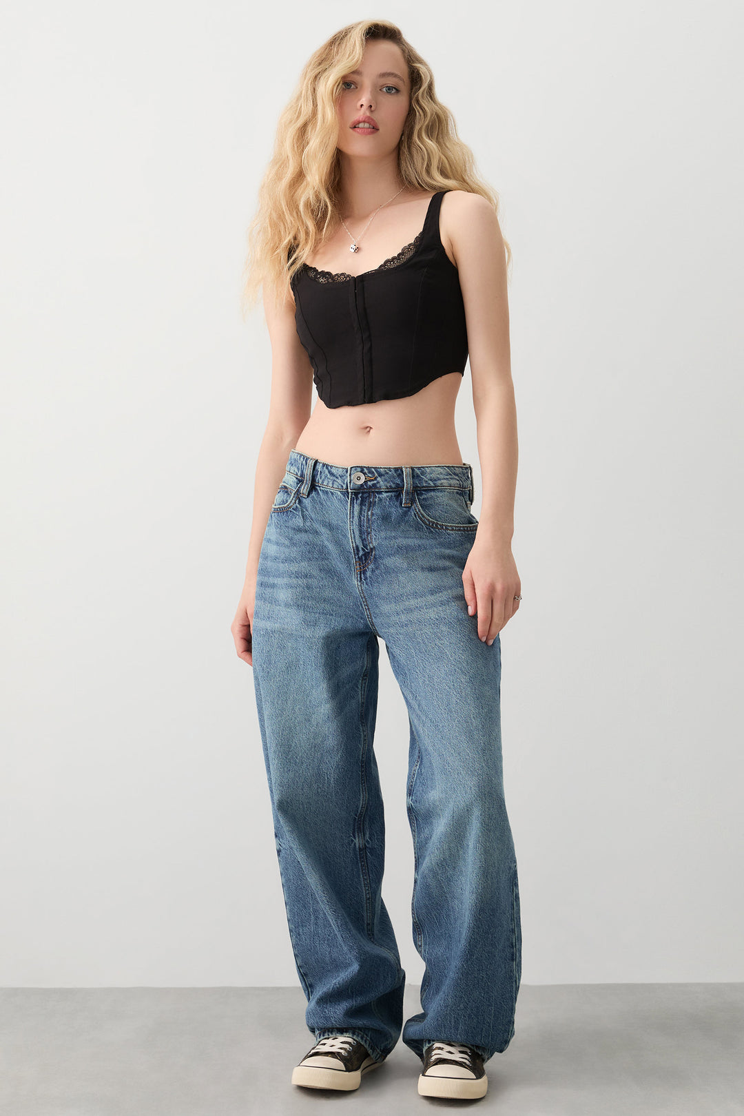 Hook & Eye Corset with Lace Trim