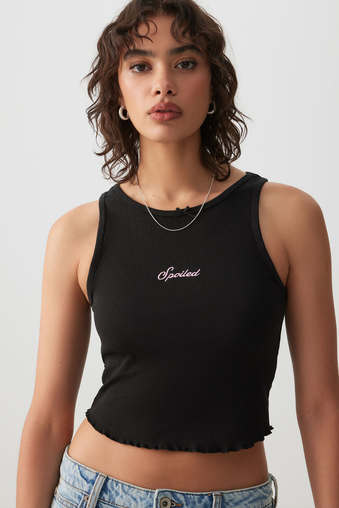 Camisole courte en pointelle