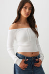 Off Shoulder Cable Knit Sweater