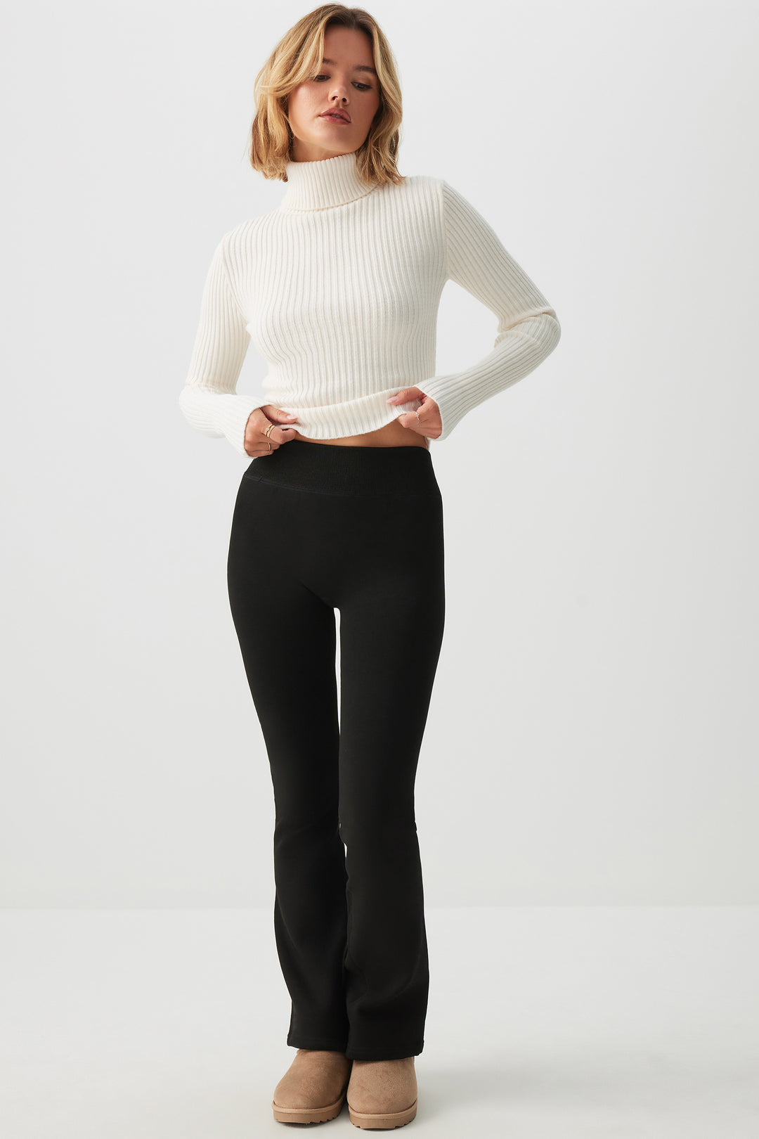 Faux Fur Lined Flare Leggings