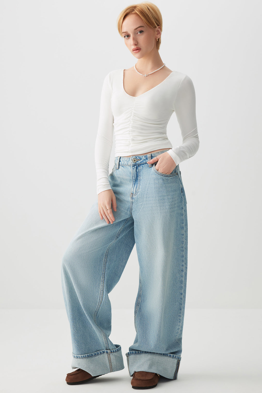 Ruched front Long Sleeve Top