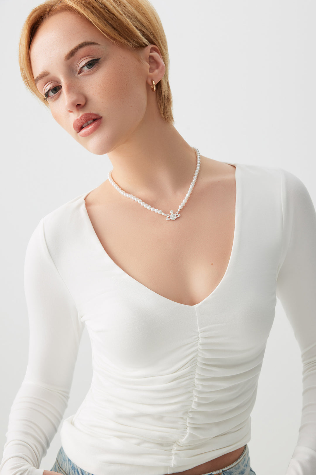 Ruched front Long Sleeve Top