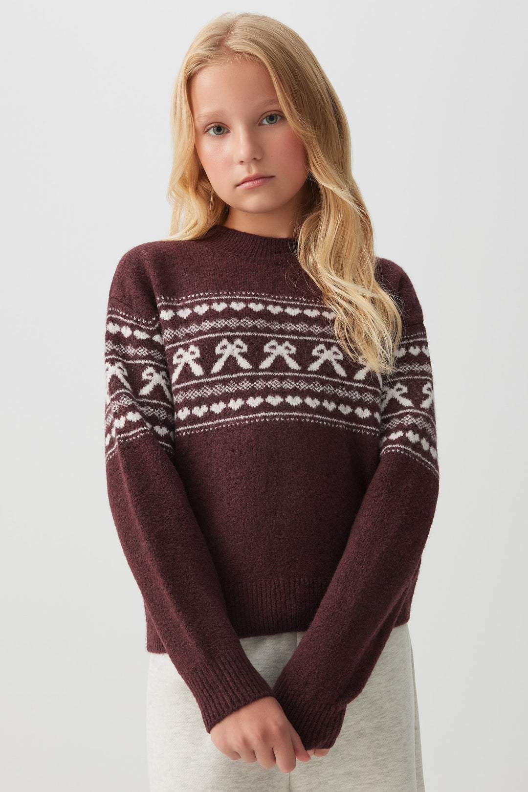 Jacquard Crew Neck Sweater