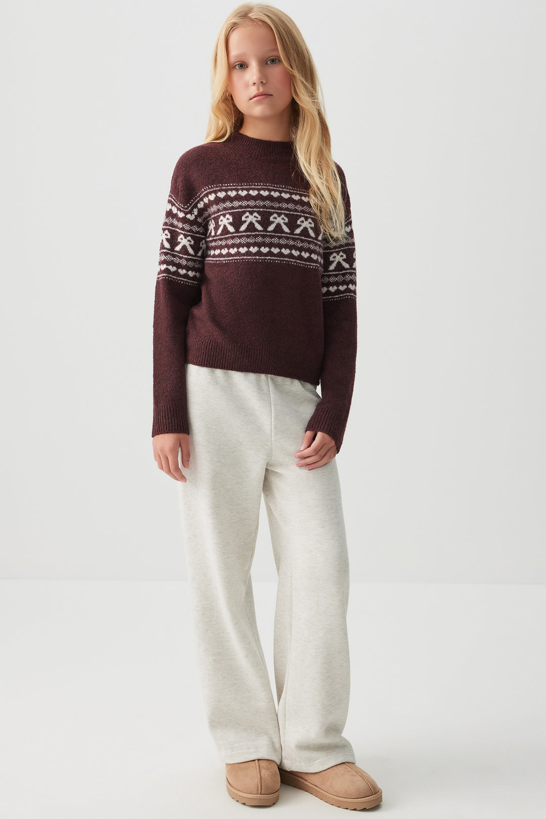 Jacquard Crew Neck Sweater
