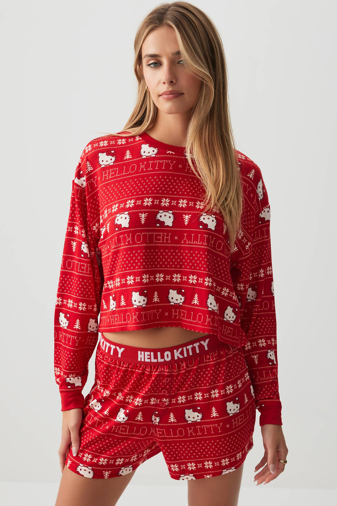 Hello Kitty Crop Top PJ Set