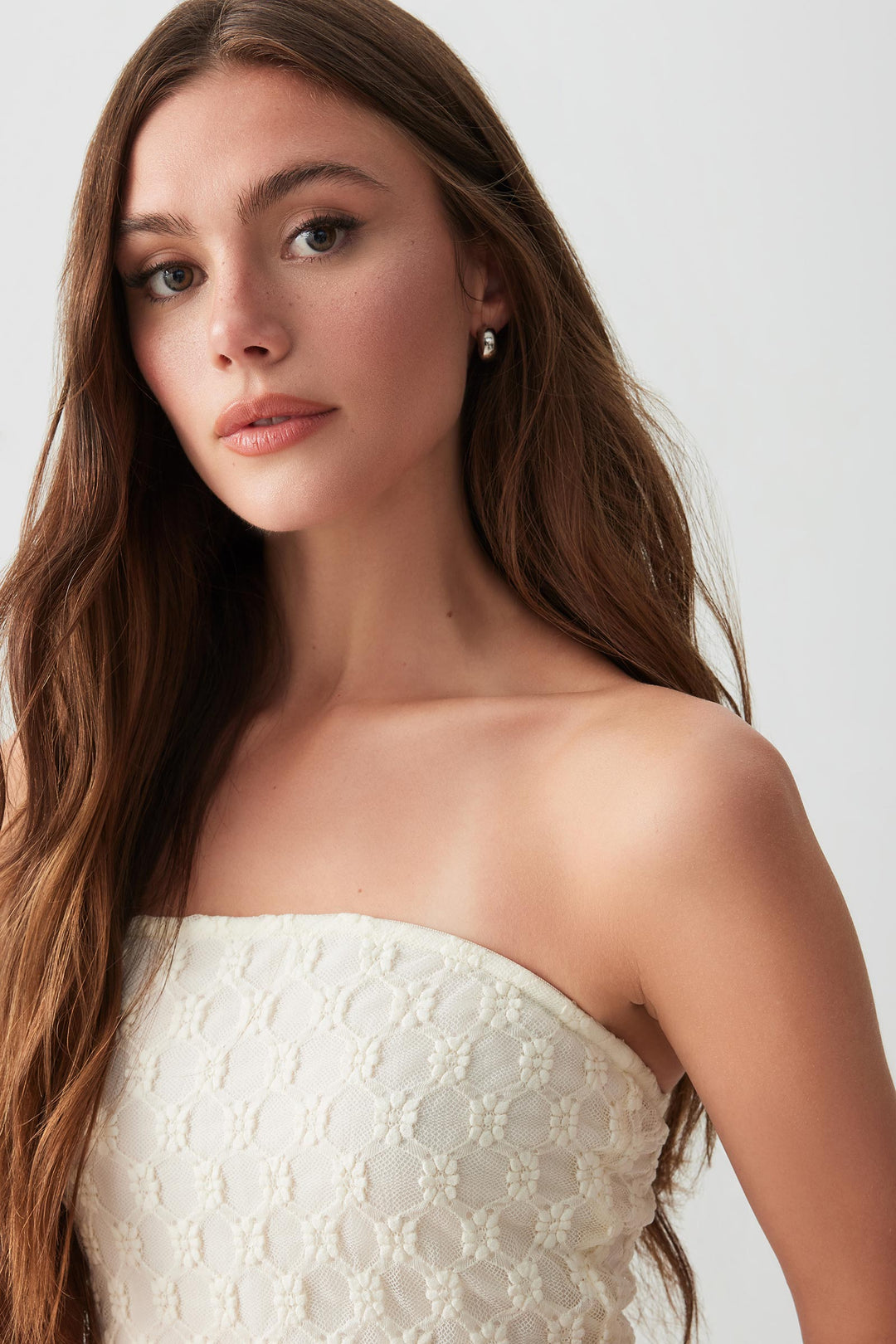 Strapless Floral Lace Mini Dress