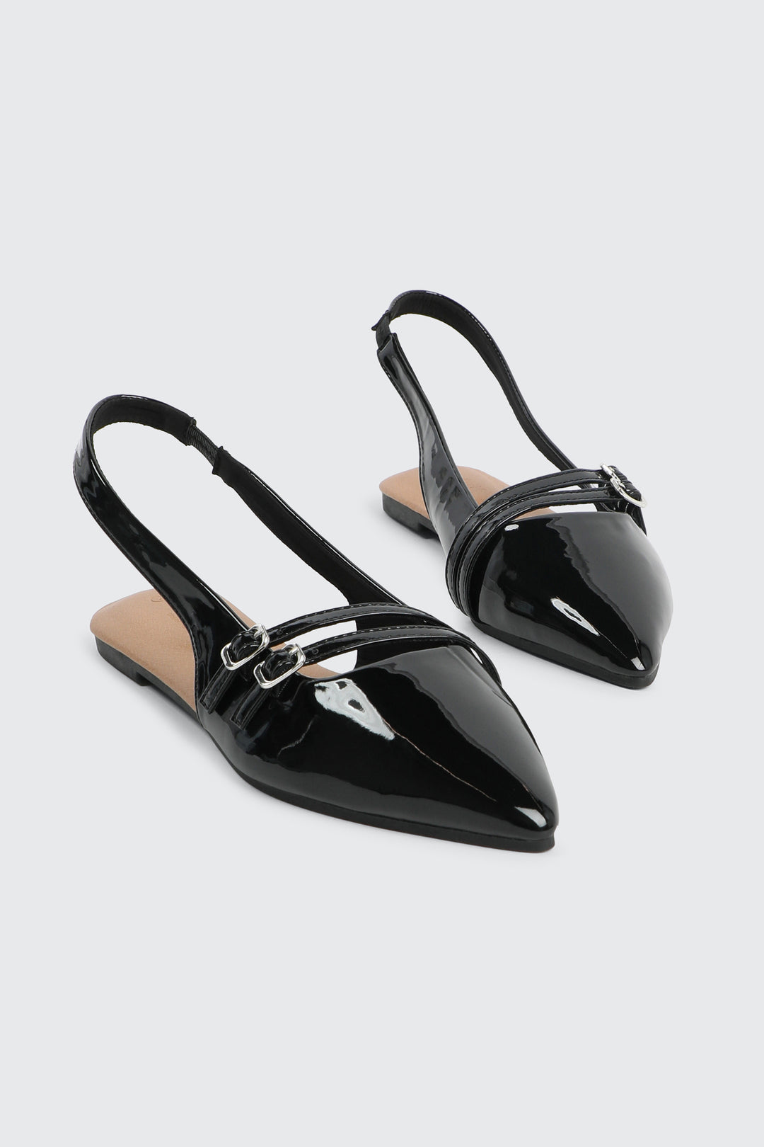 Double Buckle Slingback Flats
