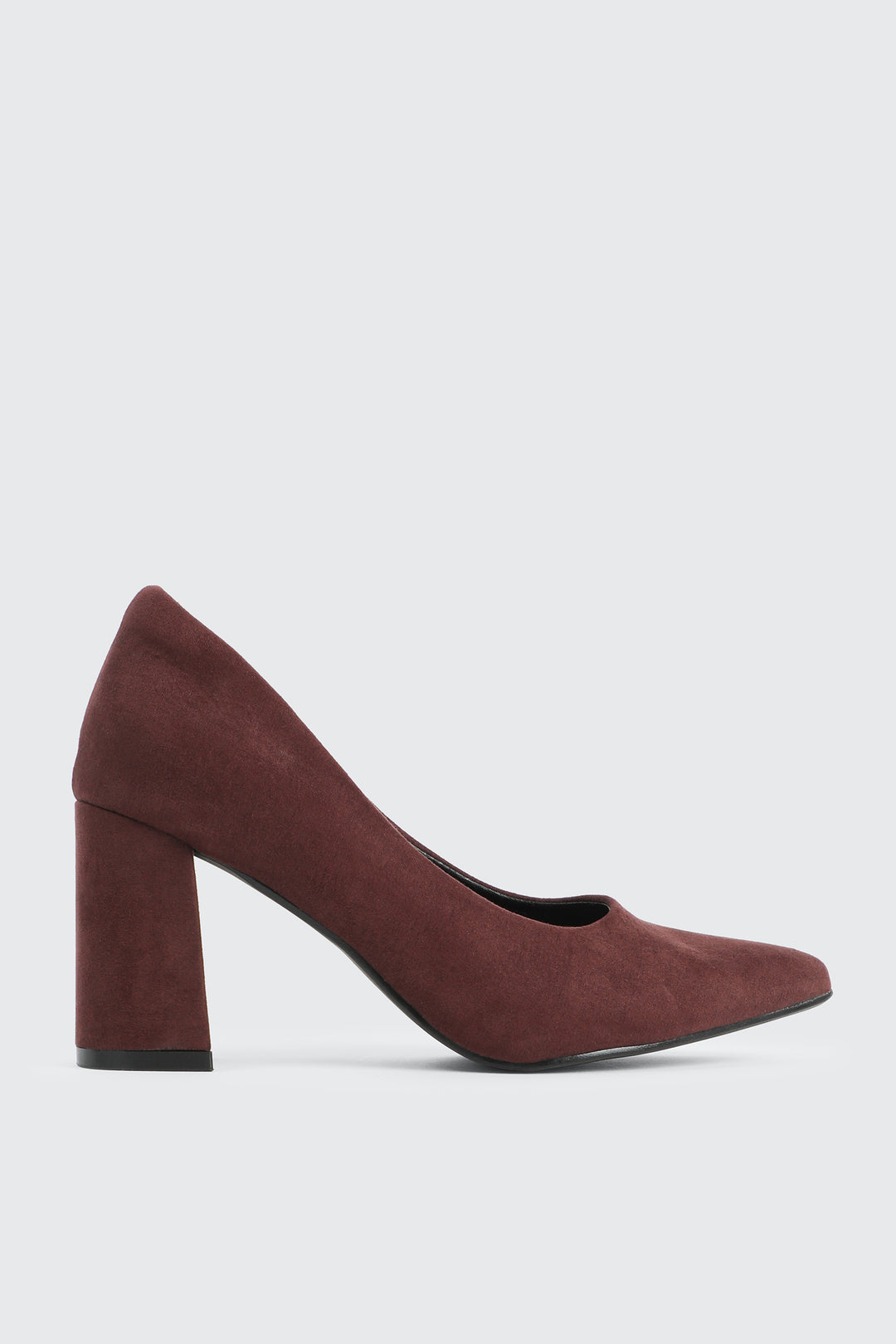 Block Heel Faux Suede Pumps