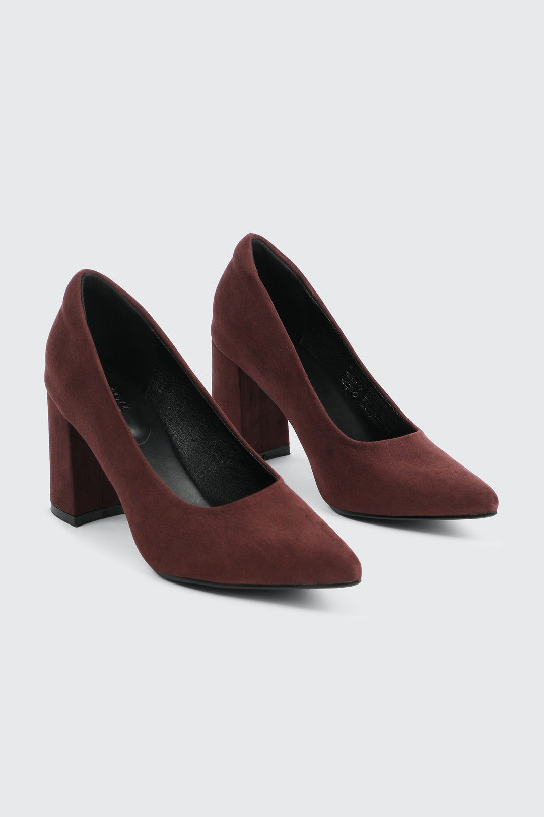 Block Heel Faux Suede Pumps