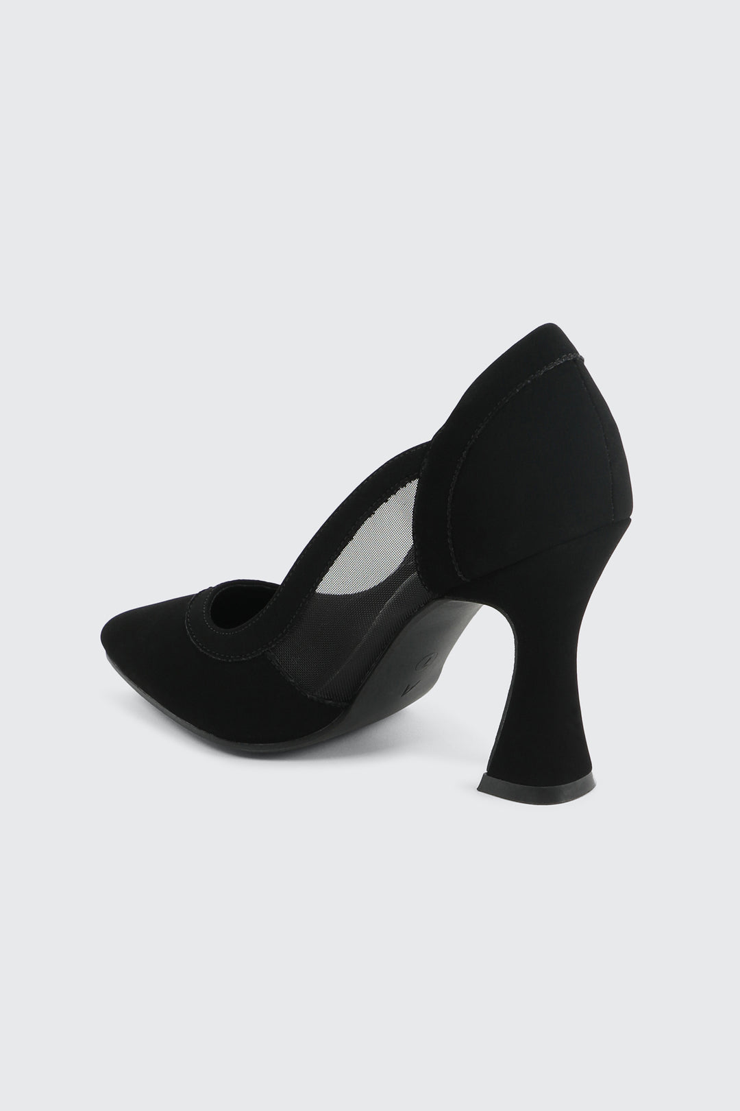Escarpins à talon évasé en maille et faux suède