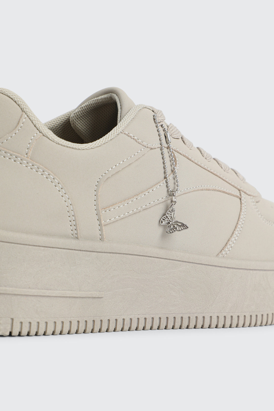 Thick Sole Court Sneakers with Charm