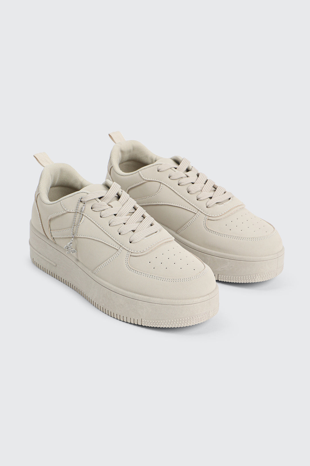 Thick Sole Court Sneakers with Charm