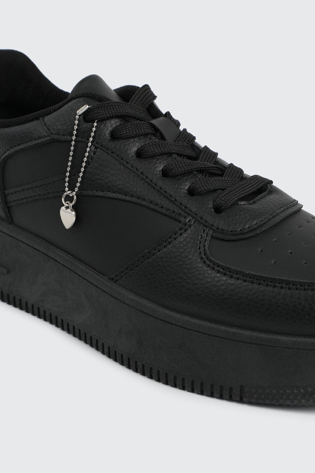 Thick Sole Court Sneakers with Charm