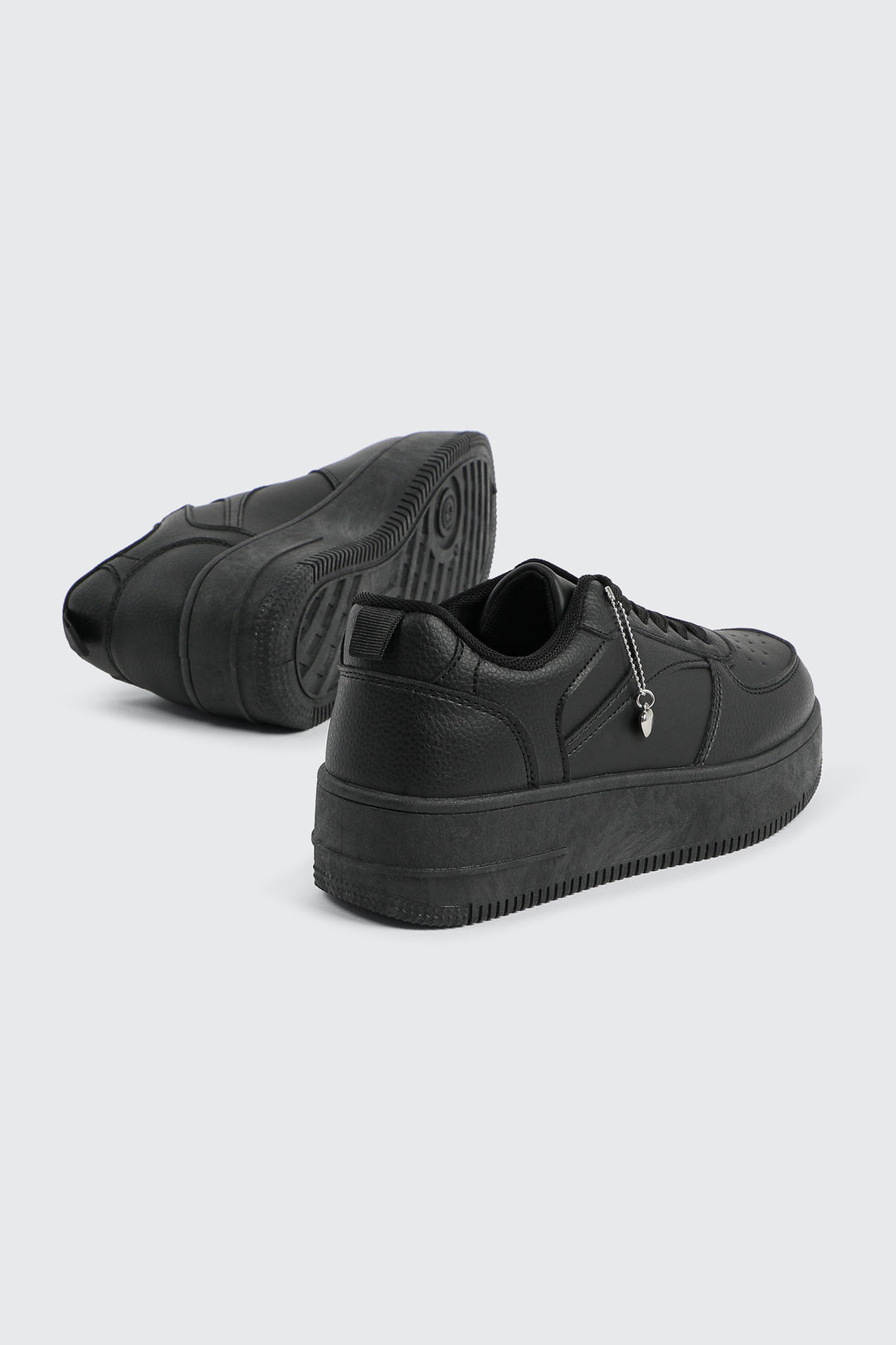 Thick Sole Court Sneakers with Charm