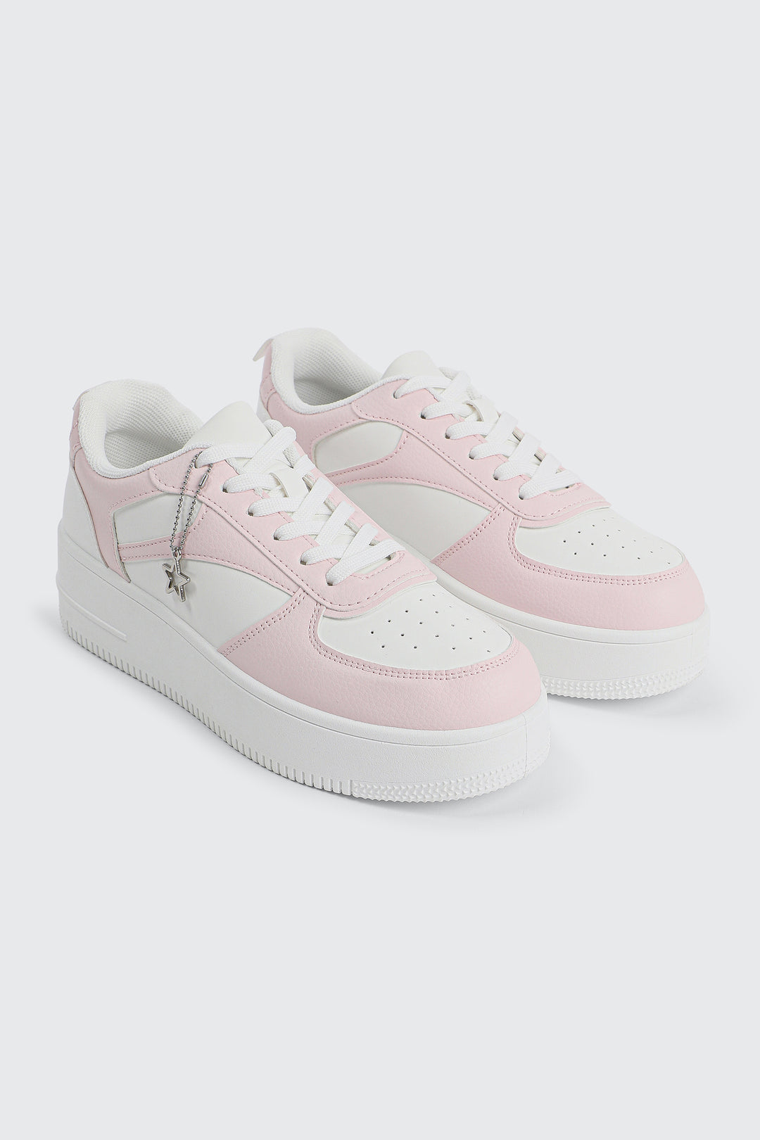 Thick Sole Court Sneakers with Charm