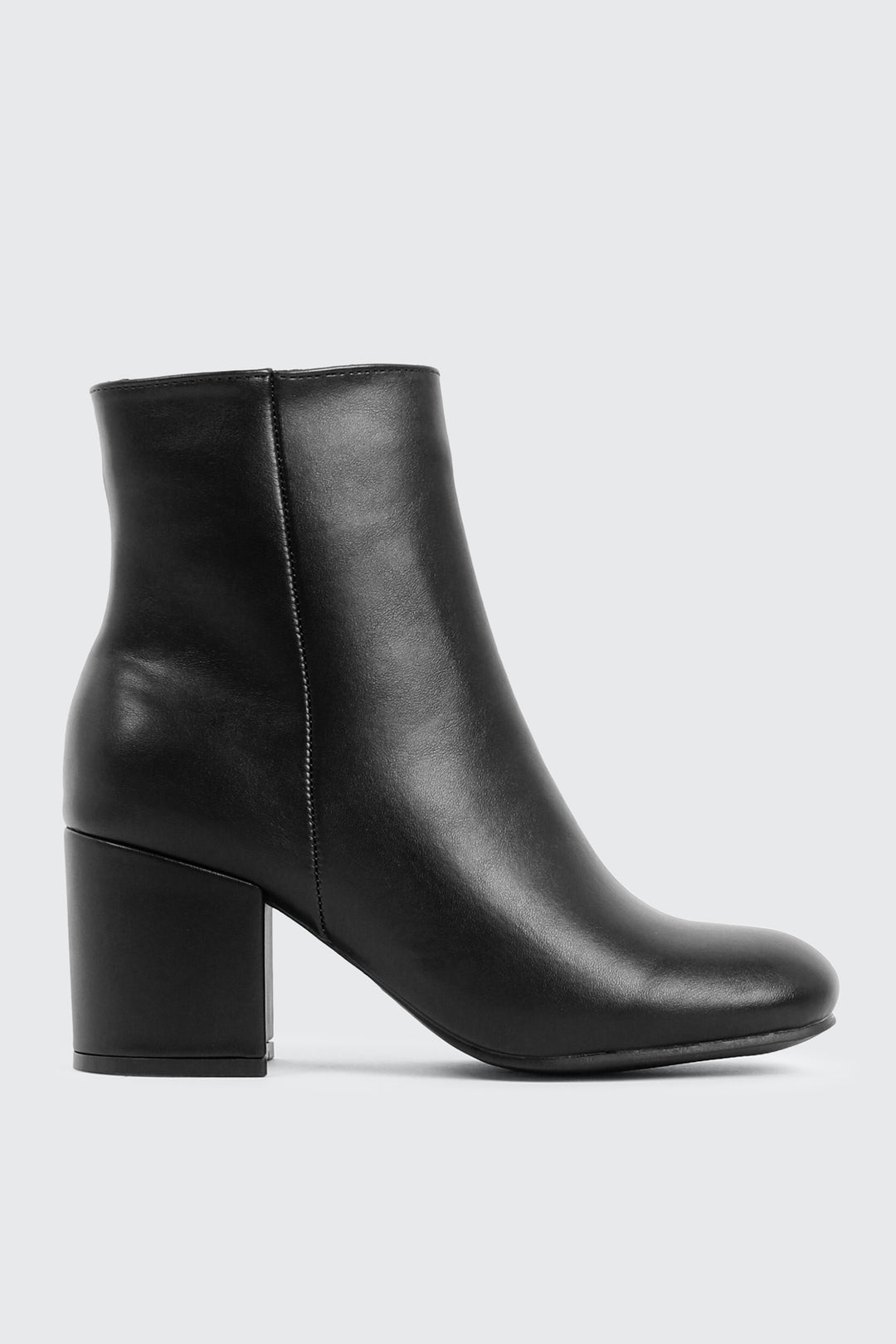 Faux Leather Square Toe Ankle Boots