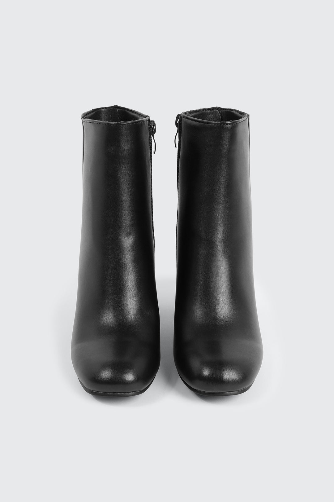 Faux Leather Square Toe Ankle Boots