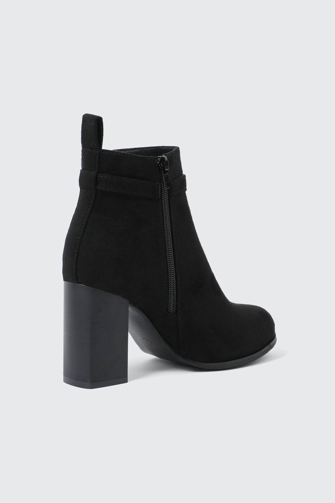Block Heel Ankle Boots with Buckle Detail