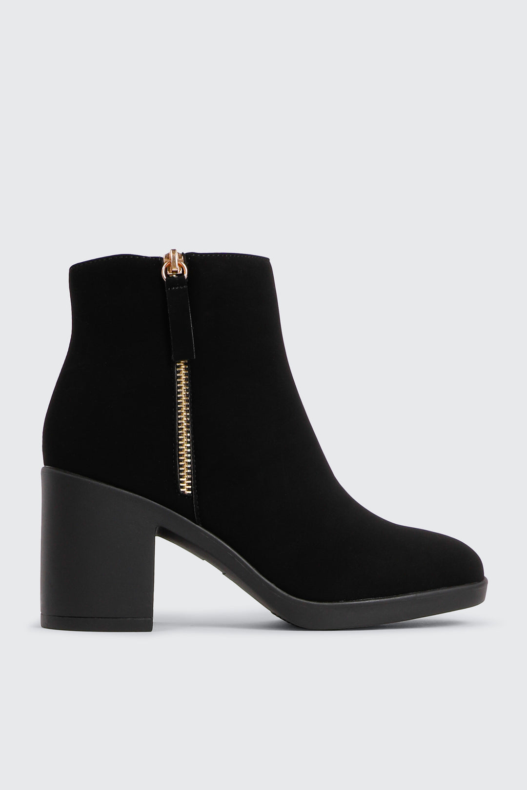 Faux Suede Block Heel Ankle Boots