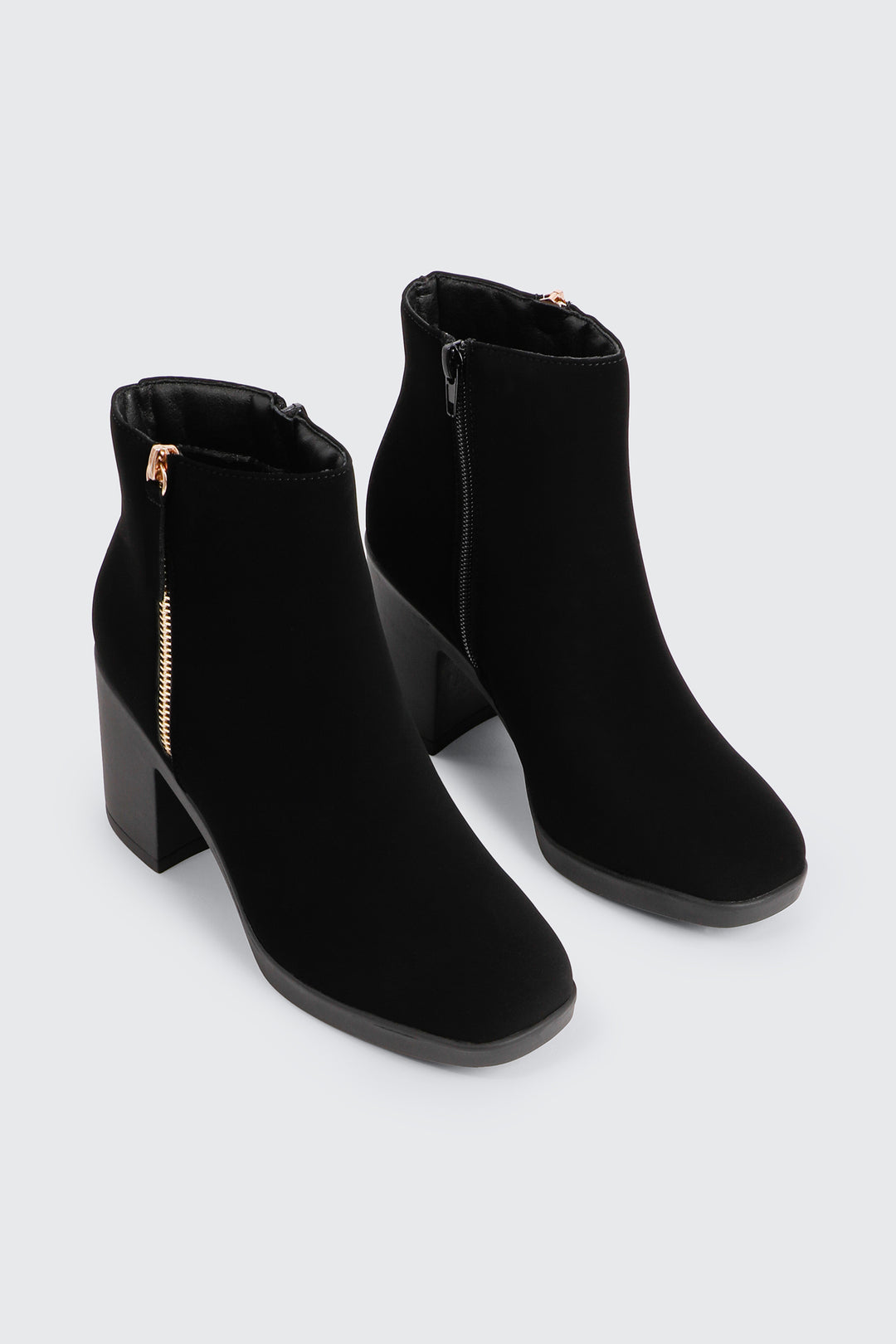 Faux Suede Block Heel Ankle Boots