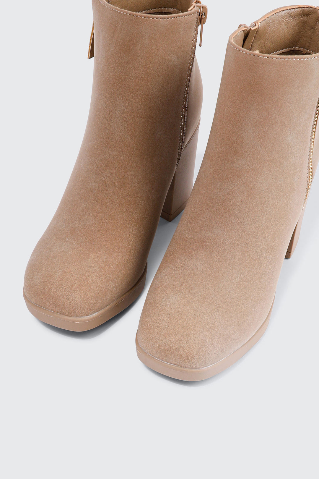 Faux Suede Block Heel Ankle Boots