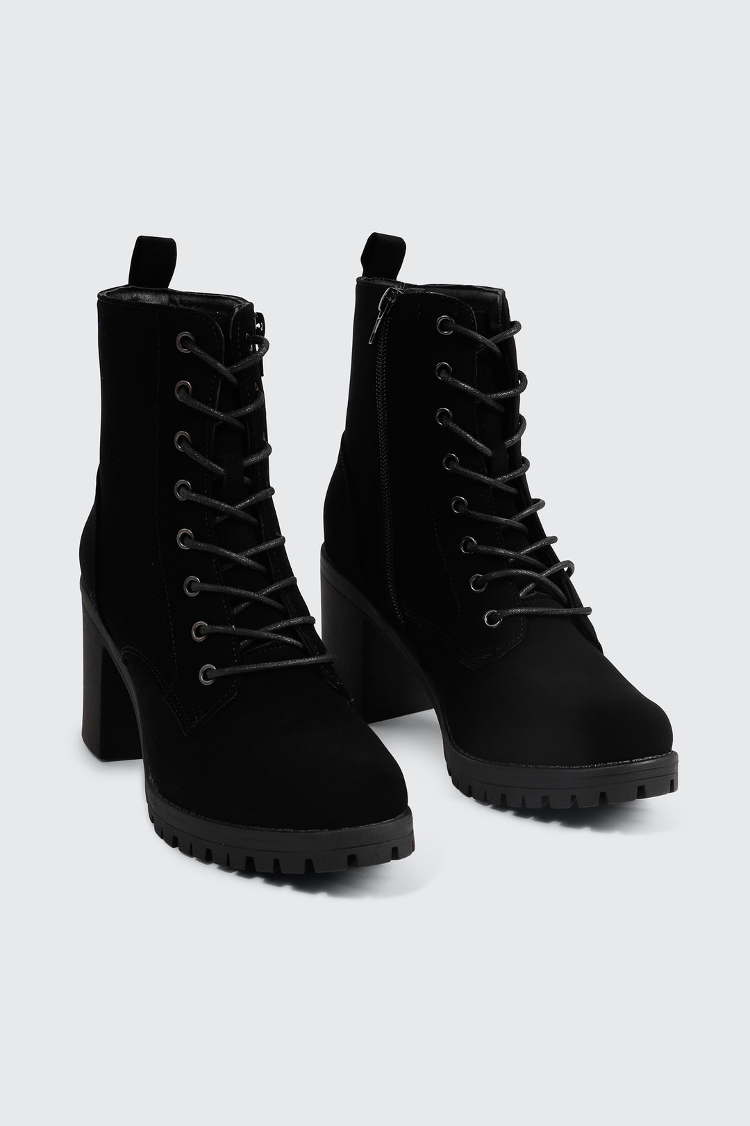 Block Heel Lace Up Booties