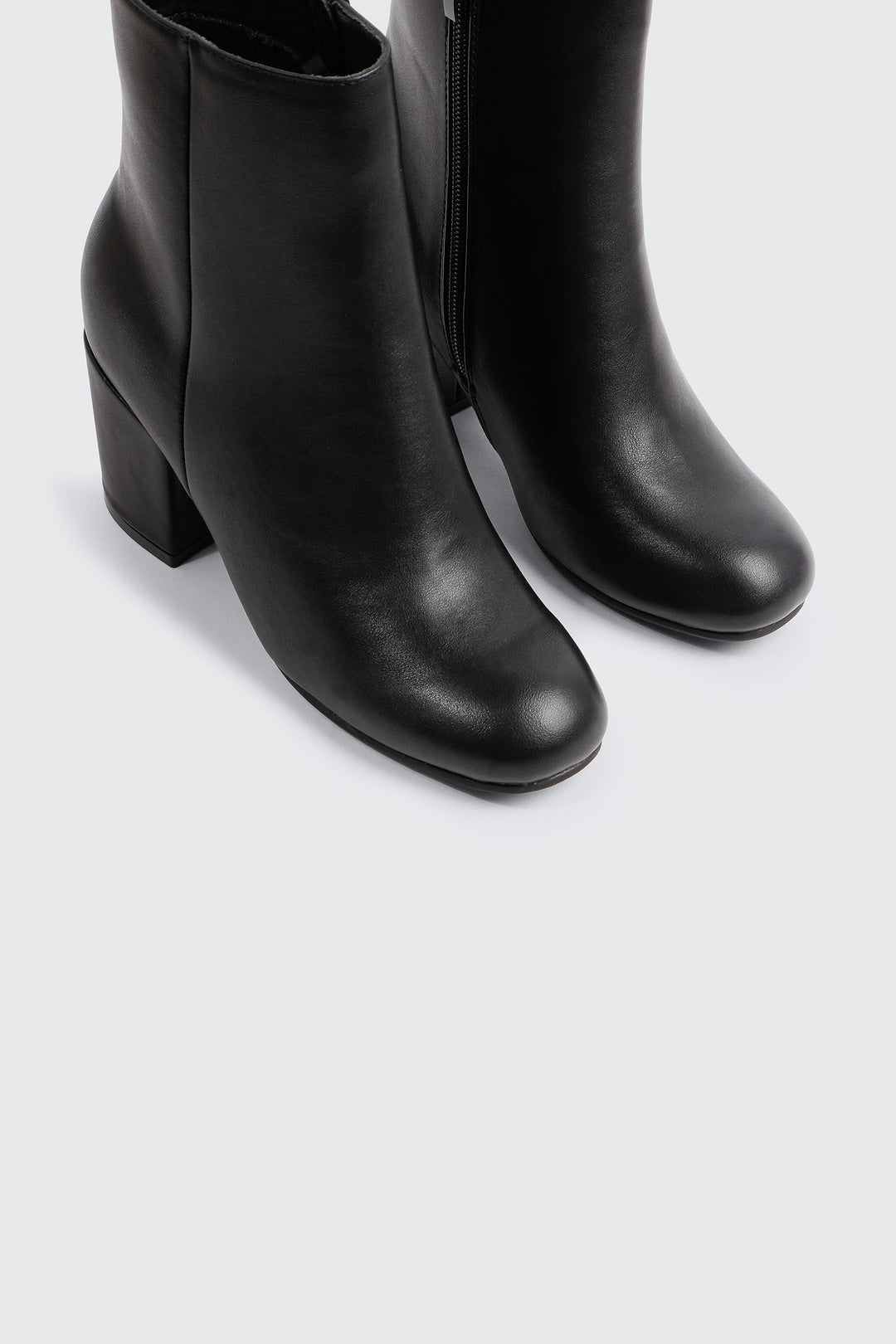 Faux Leather Square Toe Ankle Boots