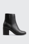 Faux Leather Square Toe Ankle Boots