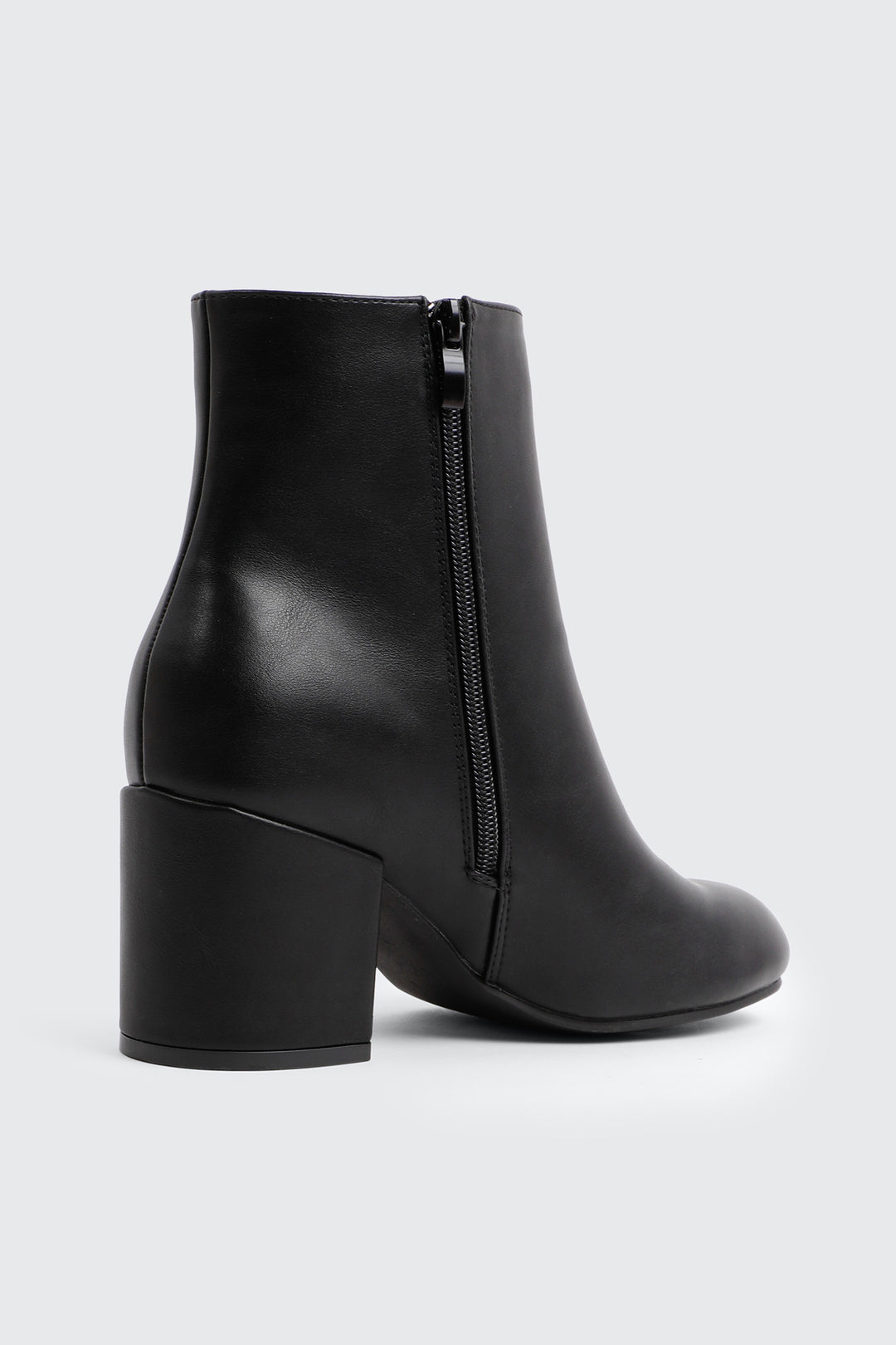 Faux Leather Square Toe Ankle Boots