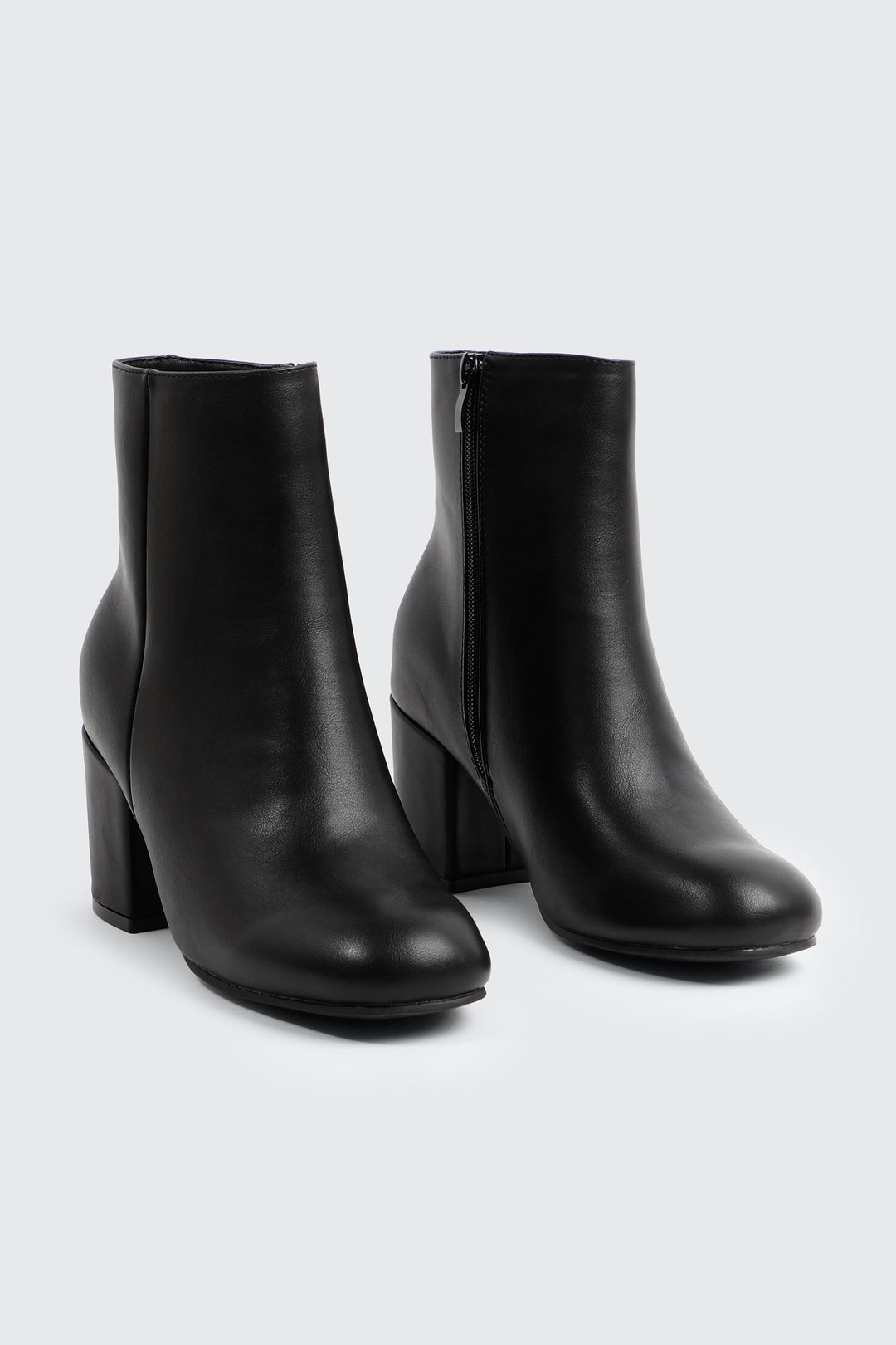 Faux Leather Square Toe Ankle Boots