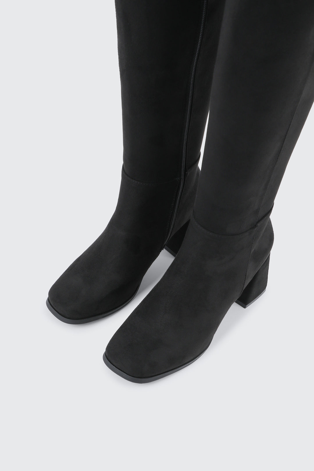 Flare Block Heel Knee High Boots