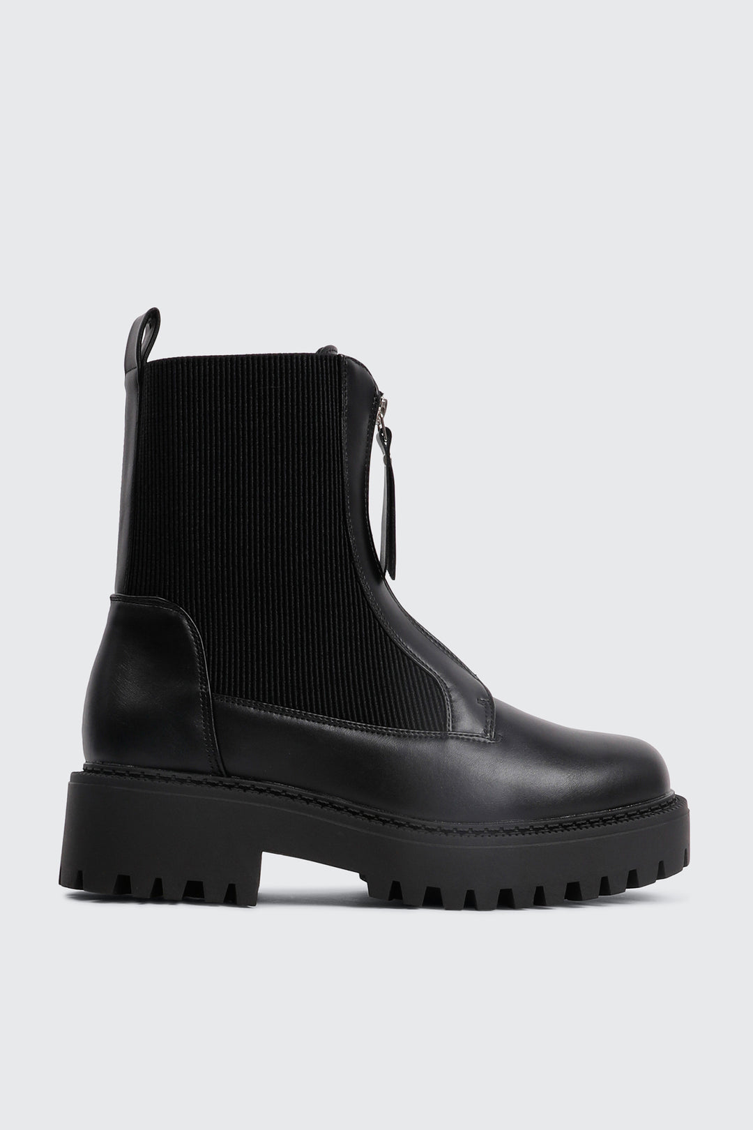 Lug Sole Front Zip Boots