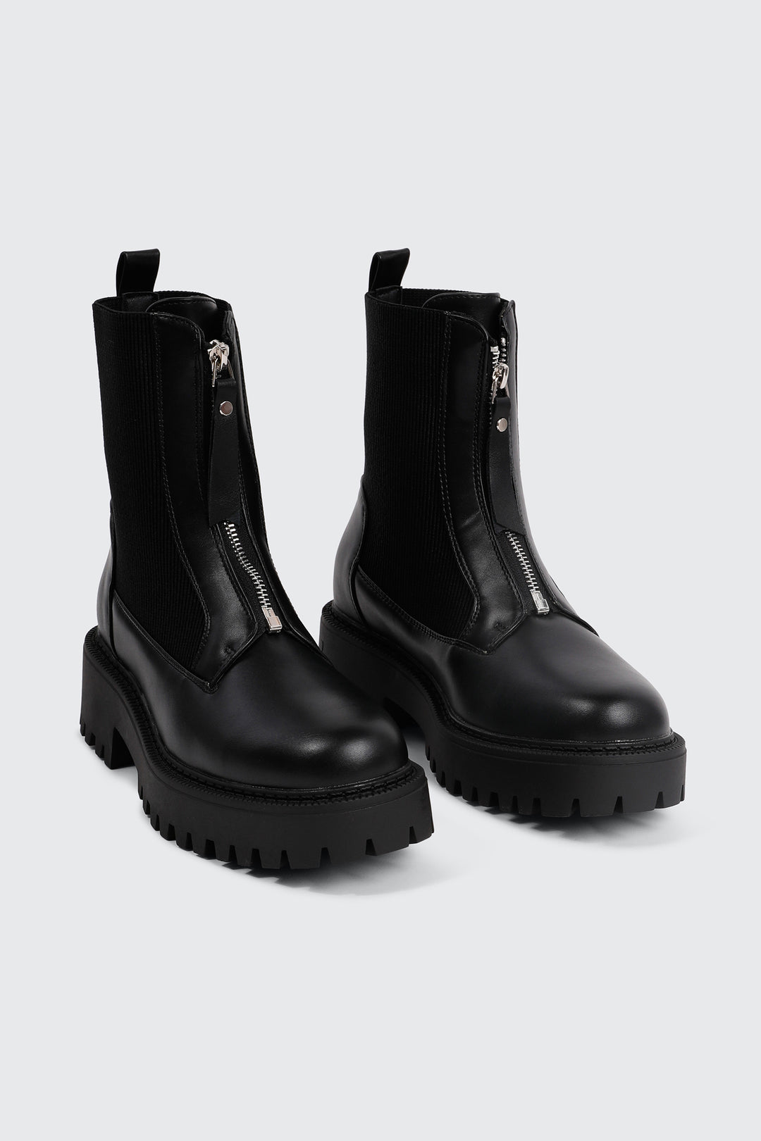 Lug Sole Front Zip Boots