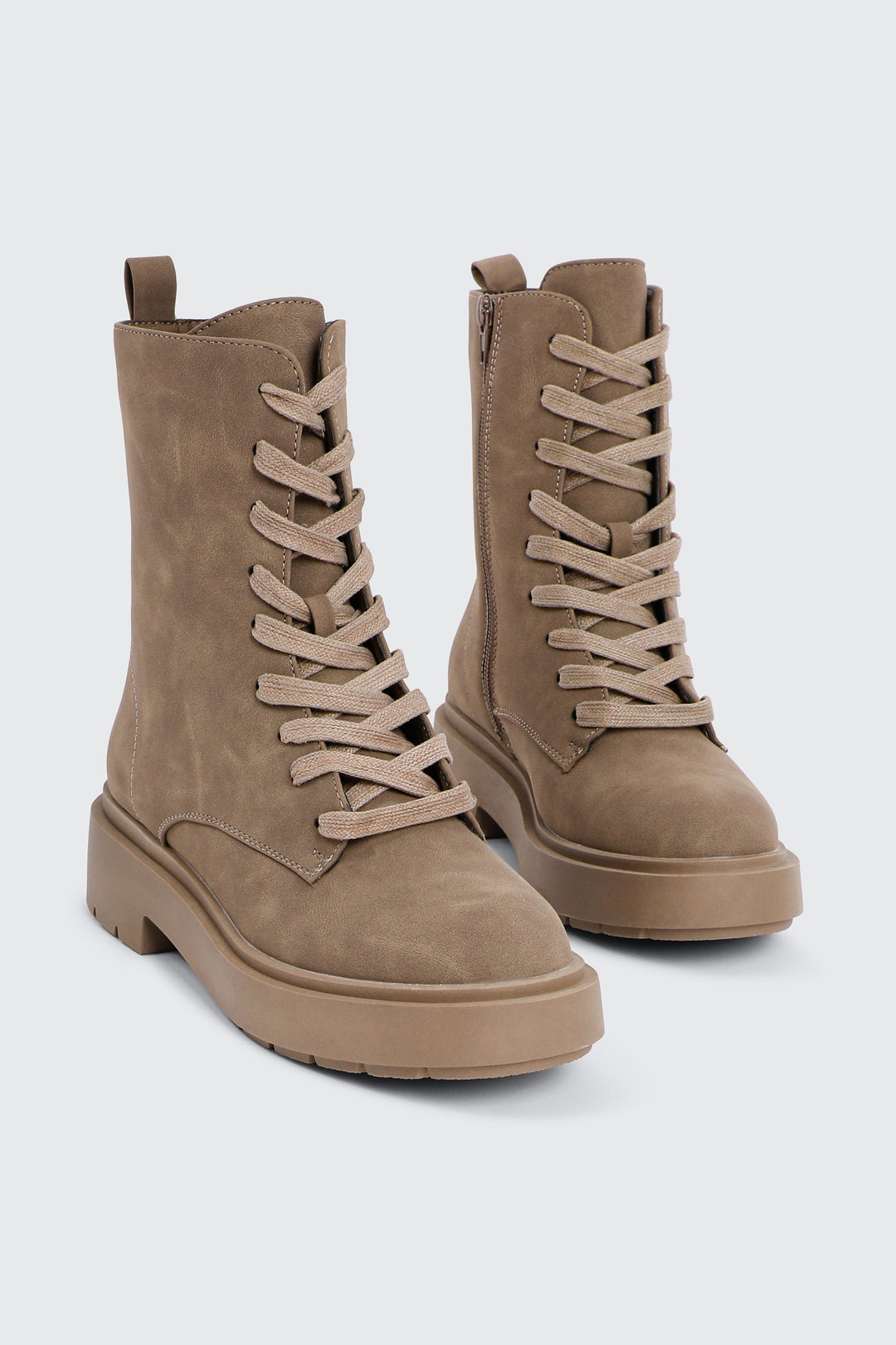 Faux Suede Lace Up Boots