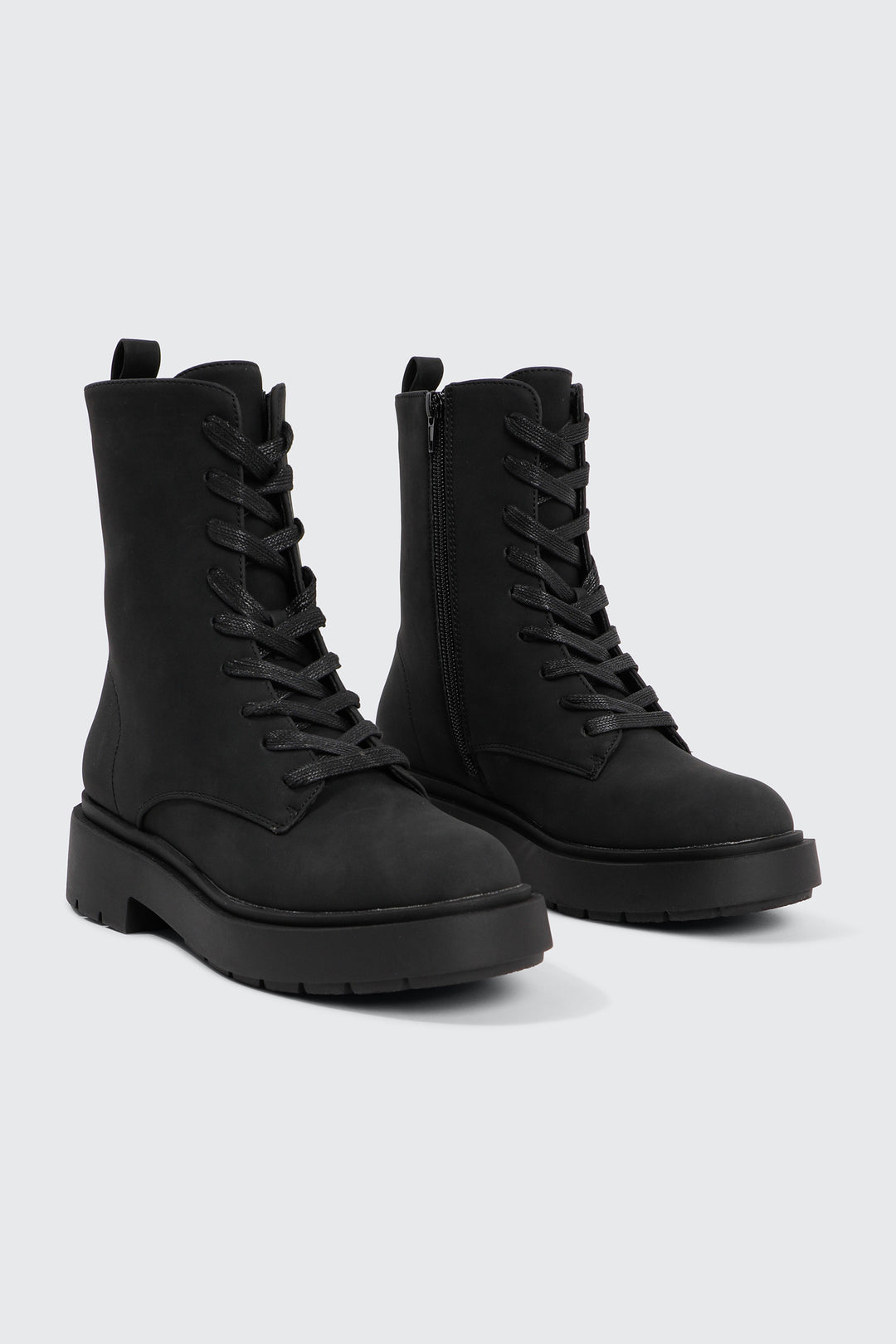 Faux Suede Lace Up Boots