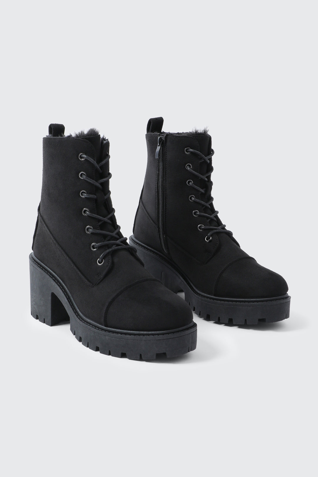 Faux Fur Lined Lace Up Boots