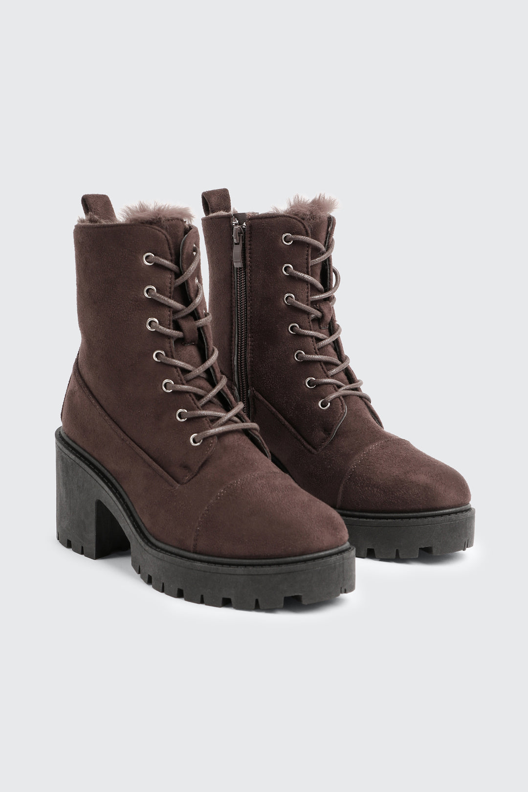 Faux Fur Lined Lace Up Boots