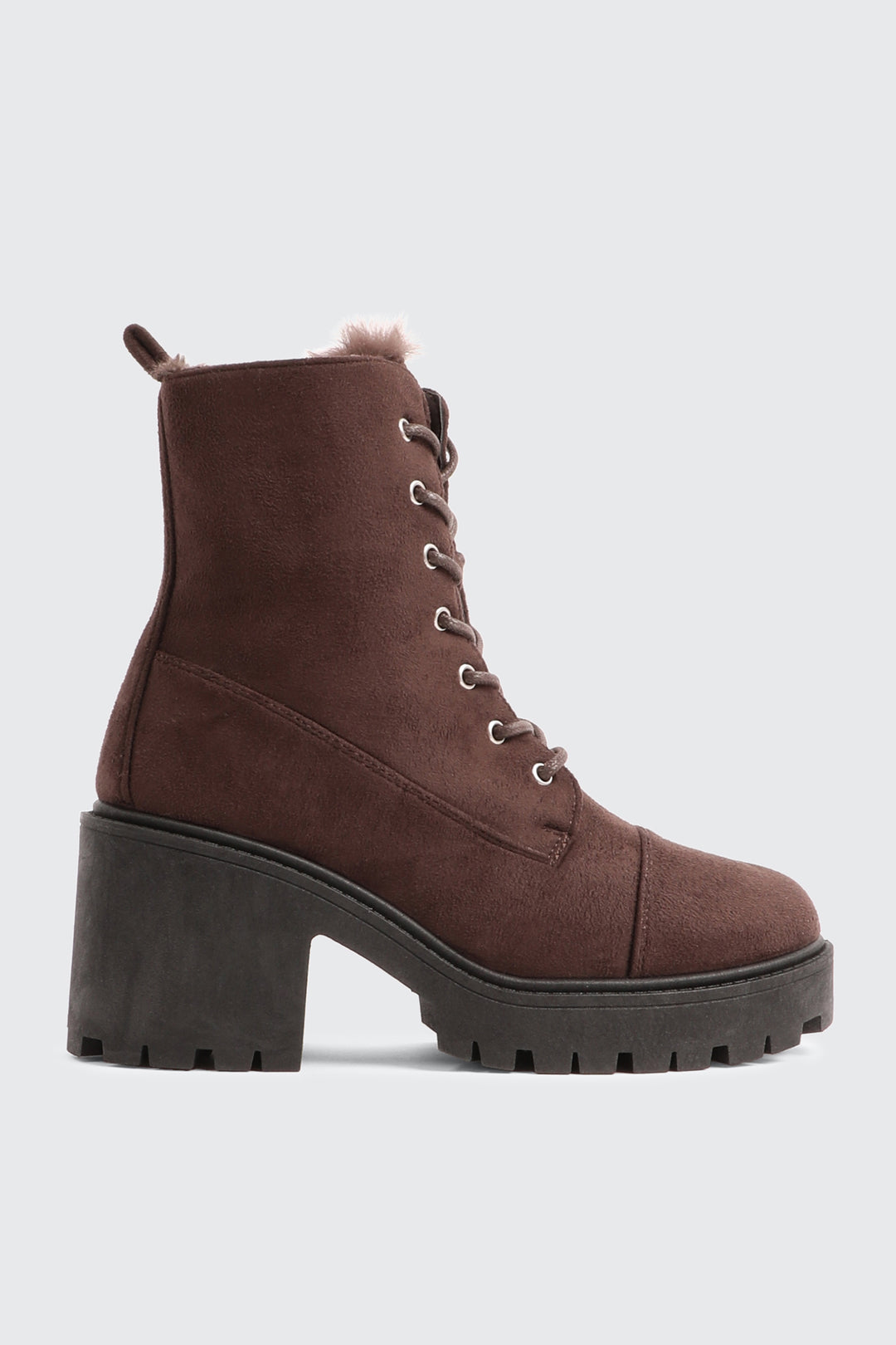 Faux Fur Lined Lace Up Boots