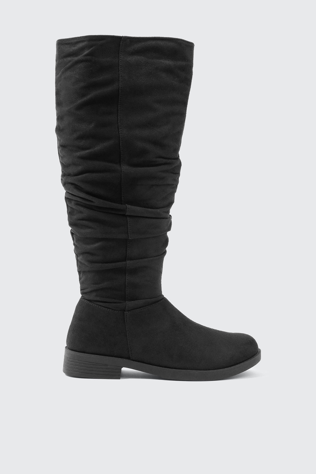 Round Toe Ruched Knee High Boots