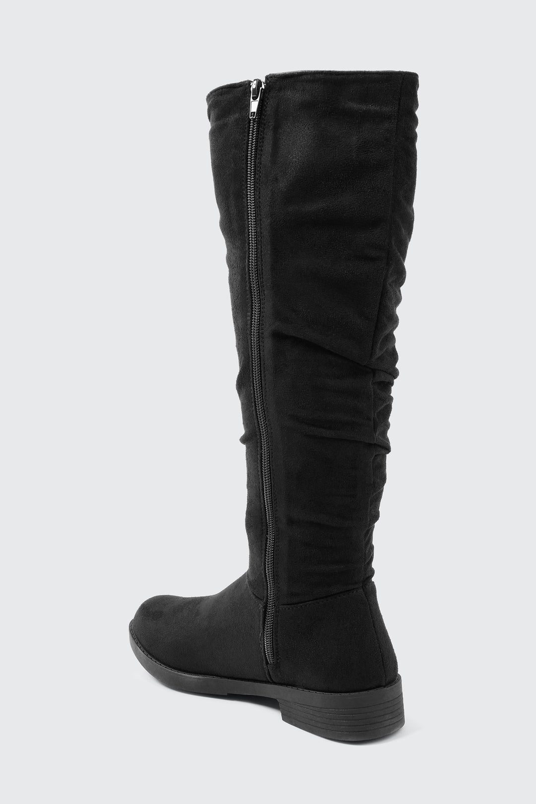 Round Toe Ruched Knee High Boots