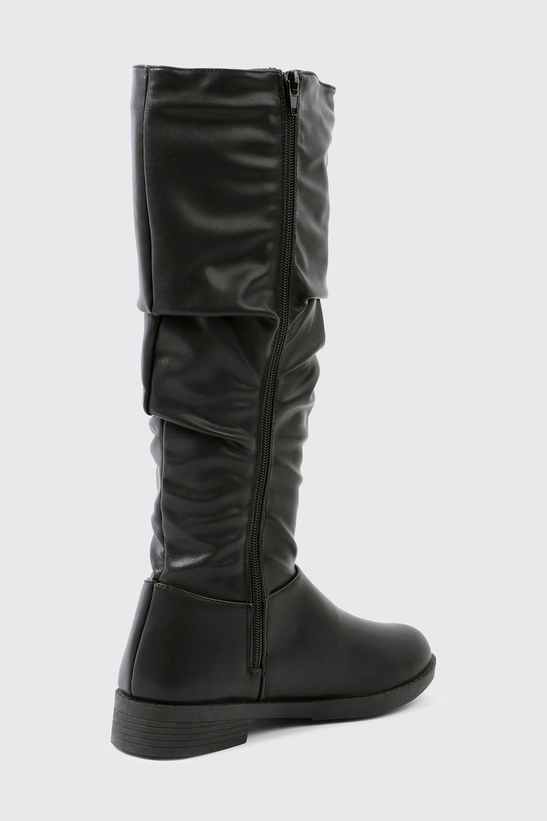 Round Toe Ruched Knee High Boots