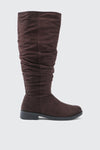 Round Toe Ruched Knee High Boots