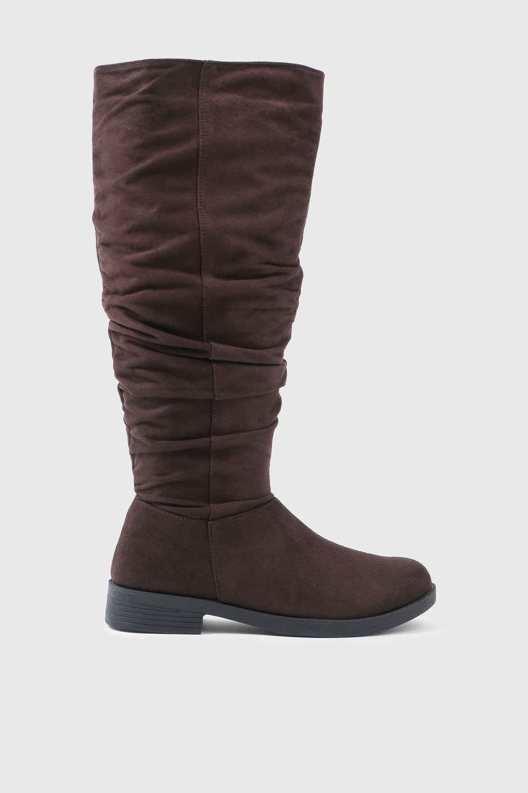 Round Toe Ruched Knee High Boots